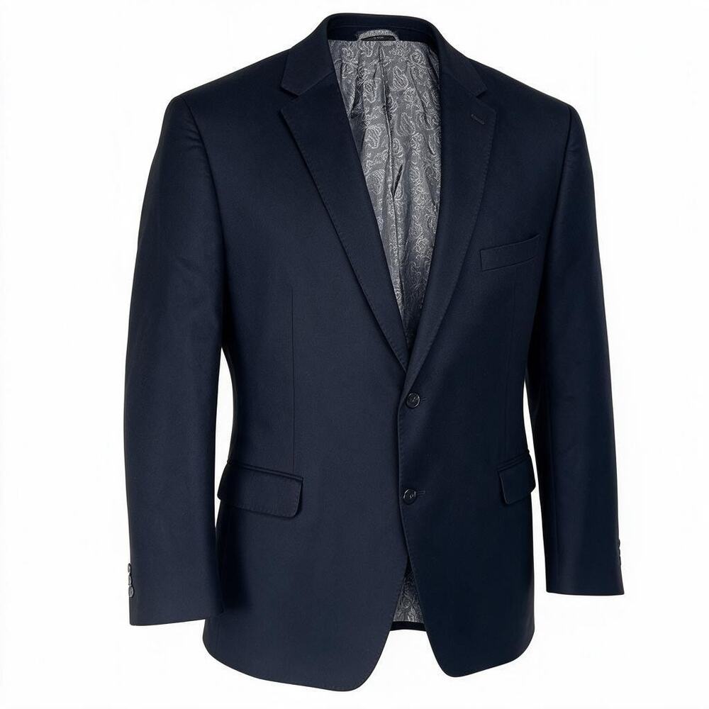 Carreli Men's 52R Black Wool Blend Single-Breasted Two-Button Blazer Sport Coat